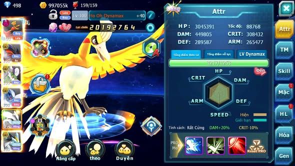 Mã : #TTS5967 - S1464 - V13 - TOP 40 - Hooh dynaamx yvetal bá chủ thần gió bc lugia bc unvoa blakc bc cặp lati nhiều pet ht