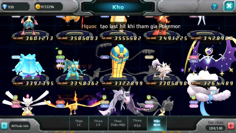 Mã : #TTS5976 - S993 - Top41 - Ho-oh cộng hưởng dynamax cặp cá bá chủ qvld bc unvoa wb bc nhiều pet ht