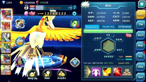 Mã : #TTS5982 - S1611 - V10 - 1K SÁCH - Ho-oh dynamax quái vật biển cả bá chủ nhiều pet huyền thoại
