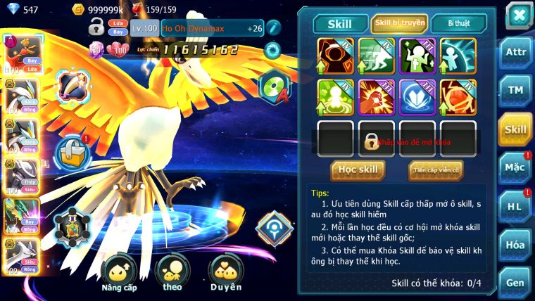 Mã #TTS5981 - S1355 - V5 - Ho-oh dynamax white black bá chủ mew giáp bá chủ cặp lati bc
