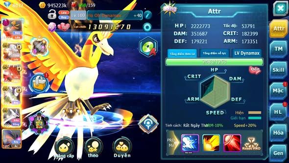 Mã : #TTS6004 - S1589 - Ho-oh dynamax hentran bc qvld bc thần gió bc nhiều pet ht