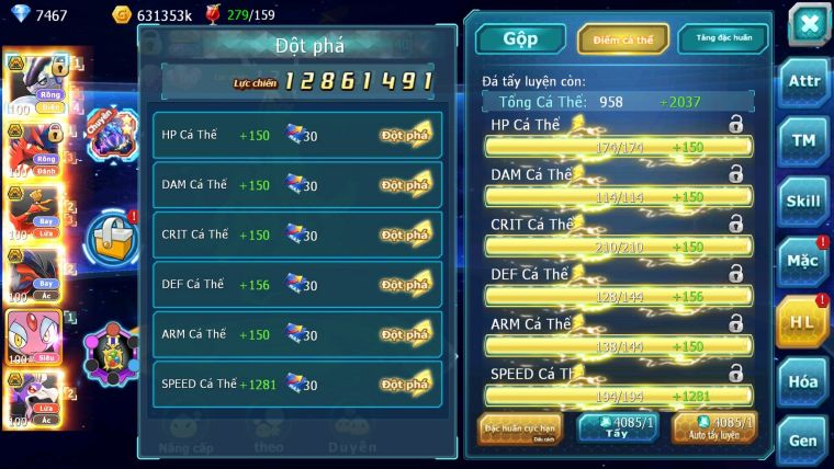 Mã : #TTS6002 - S1786 - V15 - Top5 Cặp rồng bá chủ Ho-oh bá chủ yvetal bc Drak hooh bc nhiều pet ht
