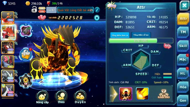 Mã : #TTS6010 - S1819 - Top 20 - Hooh quái vật lòng đất bá chủ zevil nhiều pet ht