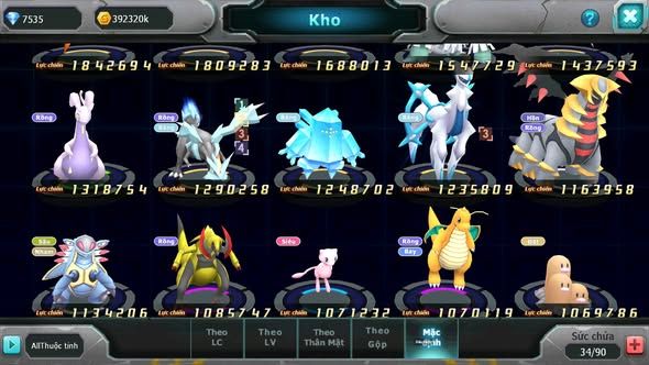 Mã : #TTS6007 - S1588 - Lugia bá chủ unvoa diancie celebi lati bc nhiều pet ht