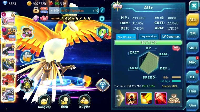 Mã : #TTS6015 - S1162 - Top 36 - V13 - Diancie cộng hưởng dynamax hooh dynamax tapu fini bc xerm bc nhiều pet ht