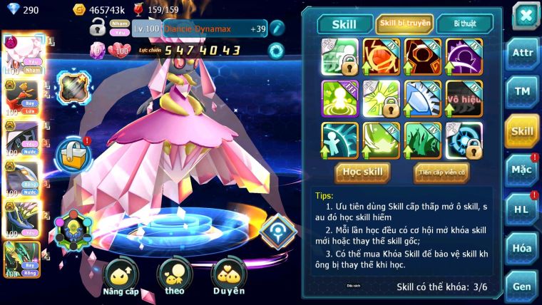 Mã : #TTS6013 - S1345 - V6 - Diancie bá chủ dynamax ho-oh bc tapu fini bc qvbc bc nhiều pet ht