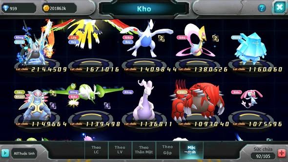 Mã : #TTS6018 - S1817 - V3 - Top 12 - Unova kuyrem ho-oh lugia vịt bầu cặp lati groudon