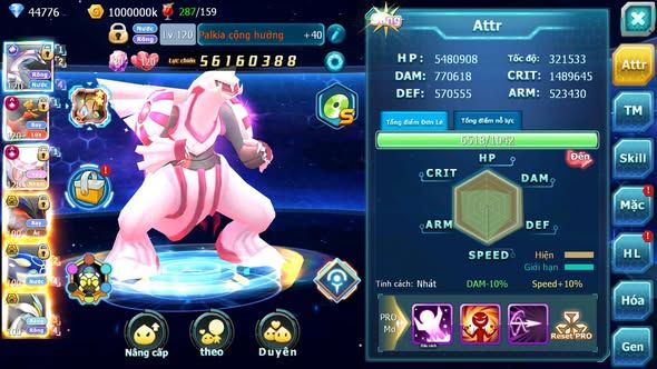 Mã : #TTS6022 - S1046 - Top 1 ALL - V15 - Palkia Cộng hưởng Diancie & Hooh Cộng hưởng dyanmax form 3 team cham cực khủng