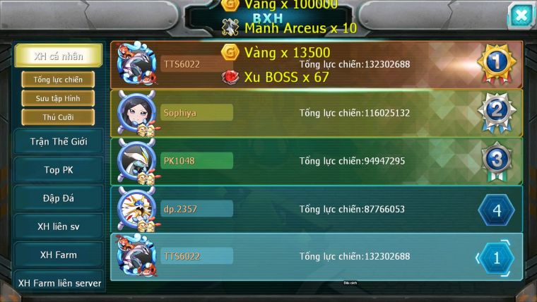 Mã : #TTS6022 - S1046 - Top 1 ALL - V15 - Palkia Cộng hưởng Diancie & Hooh Cộng hưởng dyanmax form 3 team cham cực khủng