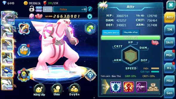 Mã : #TTS6026 - s1024 - Top 26 - V12 - Palkia & White Cộng hưởng dynamax cặp cá bá chủ black bc nhiều pet bá chủ ngon