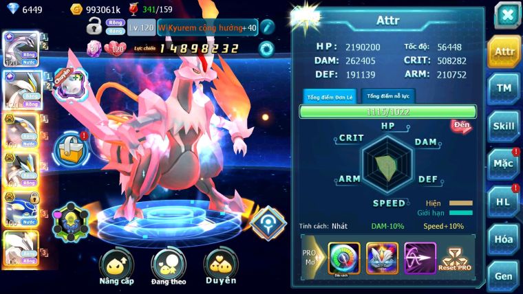 Mã : #TTS6026 - s1024 - Top 26 - V12 - Palkia & White Cộng hưởng dynamax cặp cá bá chủ black bc nhiều pet bá chủ ngon