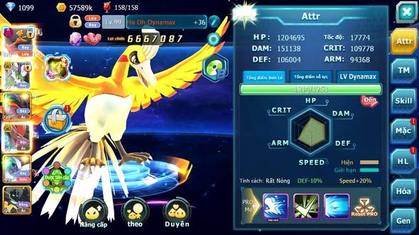 Mã : #TTS6051 - S1728 - Ho-oh dyanamx thần gió Yvetal Btaa bc nhiều pet ht