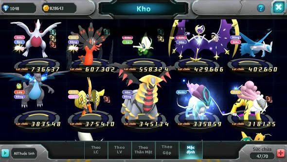 Mã : #TTS6064 - S1872 - V11 - Top27 - Lugia Zygarde Celebi Raikou nhiều pet ht