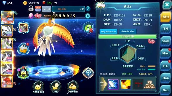 Mã : #TTS6063 - S1567 - V9 - Ho-oh Unvoa kuyrem Thần gió Cặp Lati bá chủ Nhiều pet huyền thoại