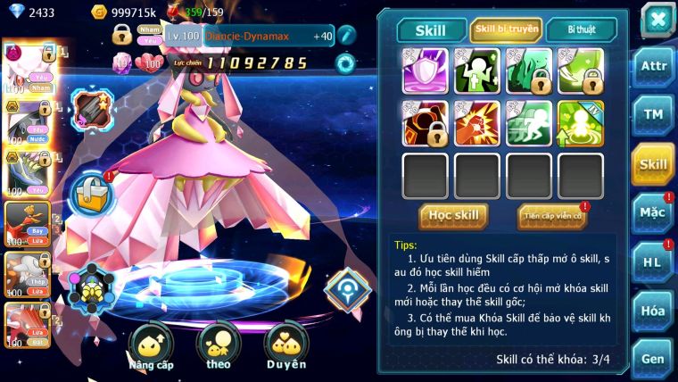 Mã : #TTS6071 - S1651 - Diancie bá chủ dynamax Tapu fini bc xerm bc ho-oh hentran qvld nhiều pet ht