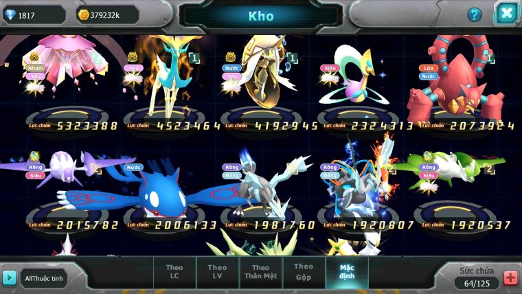 Mã : #TTS6076 - S1799 - Top5 - V12 - Diancie bá chủ xerm bc tapu fini bc nhiều pet ht