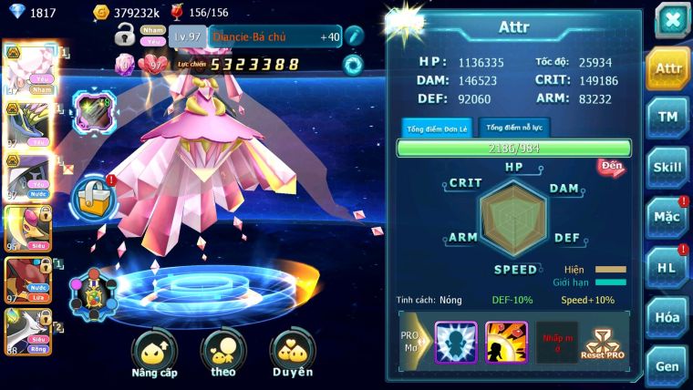 Mã : #TTS6076 - S1799 - Top5 - V12 - Diancie bá chủ xerm bc tapu fini bc nhiều pet ht