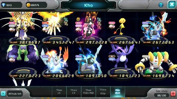 Mã : #TTS6086 - S1146 - Mew giáp bá chủ Ho-oh bc tapu lele bc Unvoa wb nhiều pet ht