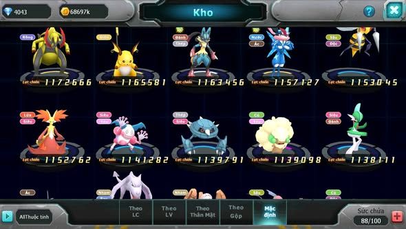 Mã : #TTS6086 - S1146 - Mew giáp bá chủ Ho-oh bc tapu lele bc Unvoa wb nhiều pet ht