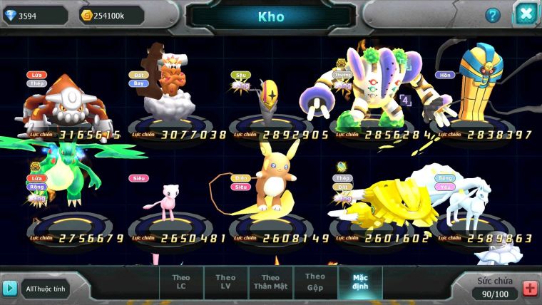 Mã : #TTS6097 - S1530 - Ho-oh Cộng hưởng dynamax Build khủng full sét ho-oh sen đỏ Mew giáp bc Tapu lele bc