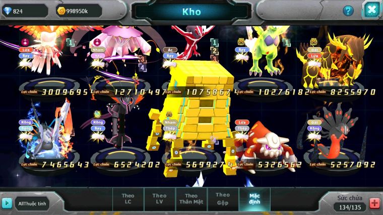 Mã : #TTS6111 - S1194 - Top31 - Ho-oh cộng hưởng dyanamx Diancie dynaamx Yvetal thần gió bc qvld bc nhiều pet ht