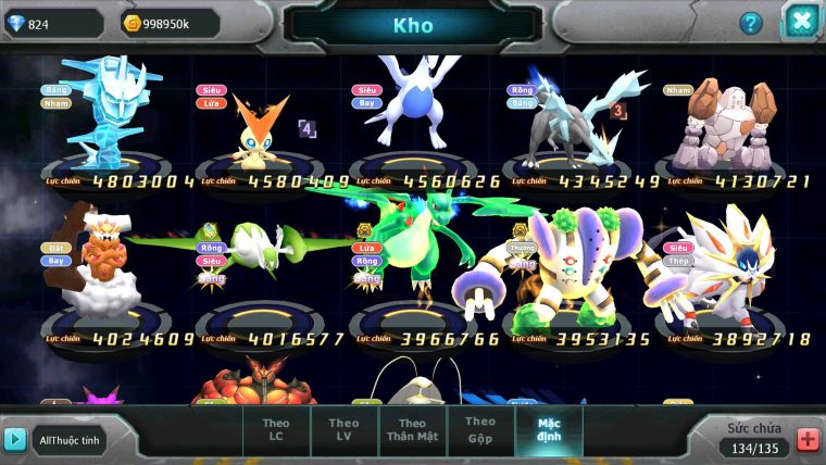 Mã : #TTS6111 - S1194 - Top31 - Ho-oh cộng hưởng dyanamx Diancie dynaamx Yvetal thần gió bc qvld bc nhiều pet ht