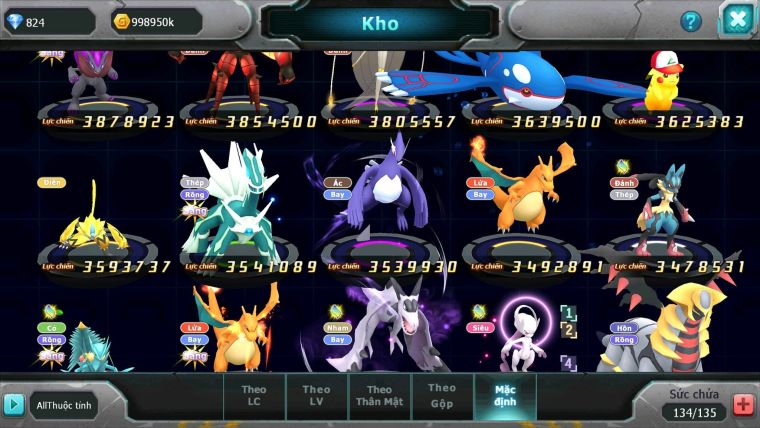 Mã : #TTS6111 - S1194 - Top31 - Ho-oh cộng hưởng dyanamx Diancie dynaamx Yvetal thần gió bc qvld bc nhiều pet ht