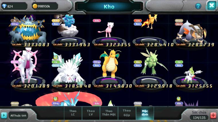 Mã : #TTS6111 - S1194 - Top31 - Ho-oh cộng hưởng dyanamx Diancie dynaamx Yvetal thần gió bc qvld bc nhiều pet ht