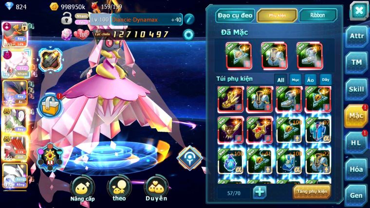 Mã : #TTS6111 - S1194 - Top31 - Ho-oh cộng hưởng dyanamx Diancie dynaamx Yvetal thần gió bc qvld bc nhiều pet ht