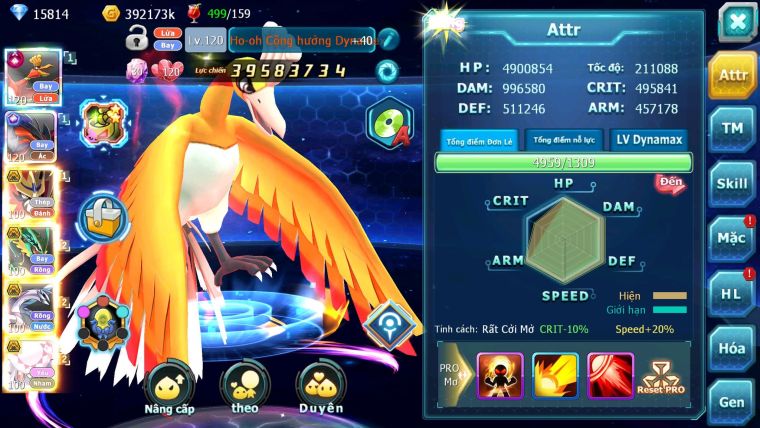 Mã : #TTS6108 - S1275 - Top12 - V15 - Ho-oh Cộng Hưởng Dynamax Yvetal Cộng Hưởng Vua Khiên bá chủ rayquaza bc nhiều pet bá chủ