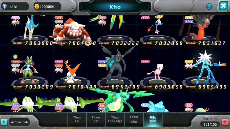 Mã : #TTS6106 - S38 - Top8 - Ho-oh Cộng Hưởng dyanamx Palkia & Yvetal & Giratina cộng hưởng Nhiều pet bá chủ