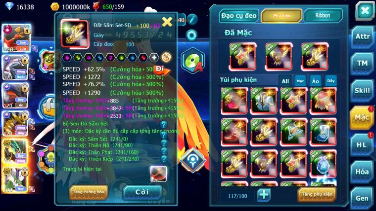 Mã : #TTS6106 - S38 - Top8 - Ho-oh Cộng Hưởng dyanamx Palkia & Yvetal & Giratina cộng hưởng Nhiều pet bá chủ