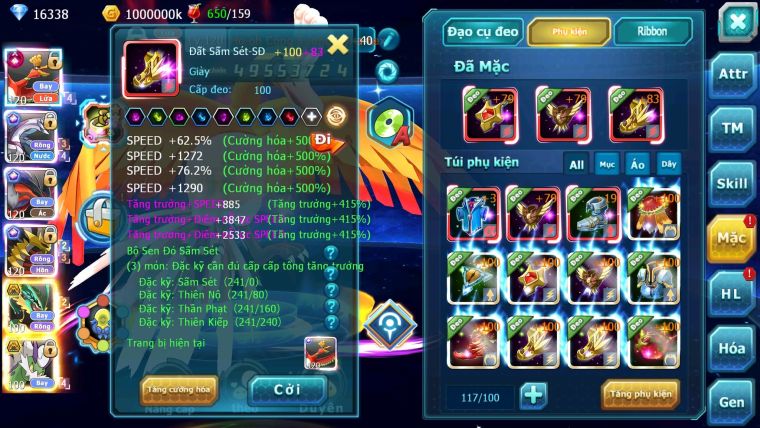 Mã : #TTS6106 - S38 - Top8 - Ho-oh Cộng Hưởng dyanamx Palkia & Yvetal & Giratina cộng hưởng Nhiều pet bá chủ