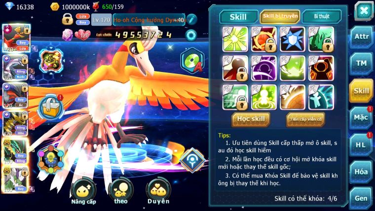 Mã : #TTS6106 - S38 - Top8 - Ho-oh Cộng Hưởng dyanamx Palkia & Yvetal & Giratina cộng hưởng Nhiều pet bá chủ