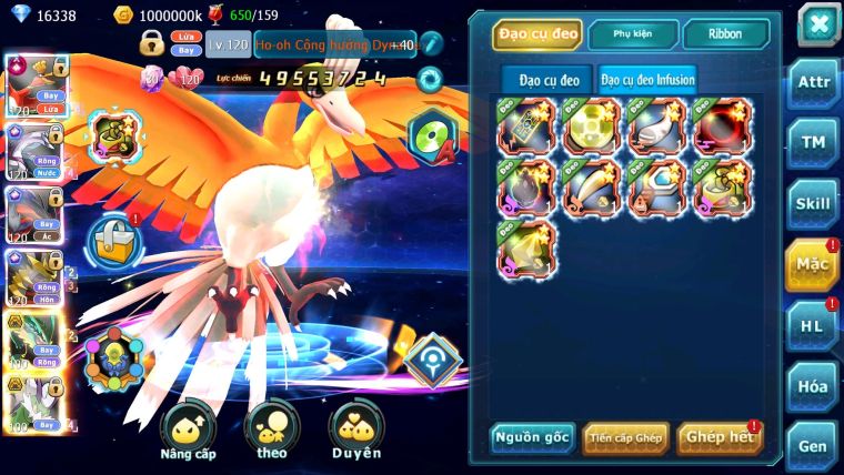 Mã : #TTS6106 - S38 - Top8 - Ho-oh Cộng Hưởng dyanamx Palkia & Yvetal & Giratina cộng hưởng Nhiều pet bá chủ