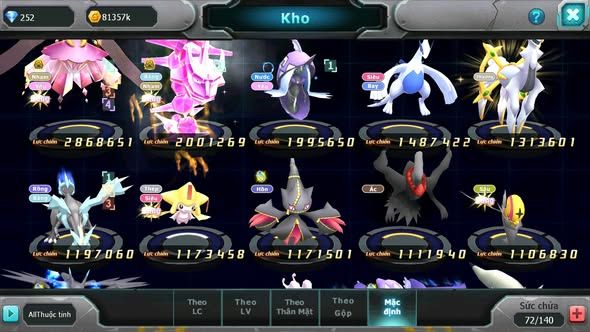 Mã : #TTS6117 - S1540 - Diancie bá chủ Rắn Băng bá chủ fini lugia nhiều pet ht