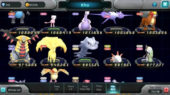 Mã : #TTS6117 - S1540 - Diancie bá chủ Rắn Băng bá chủ fini lugia nhiều pet ht