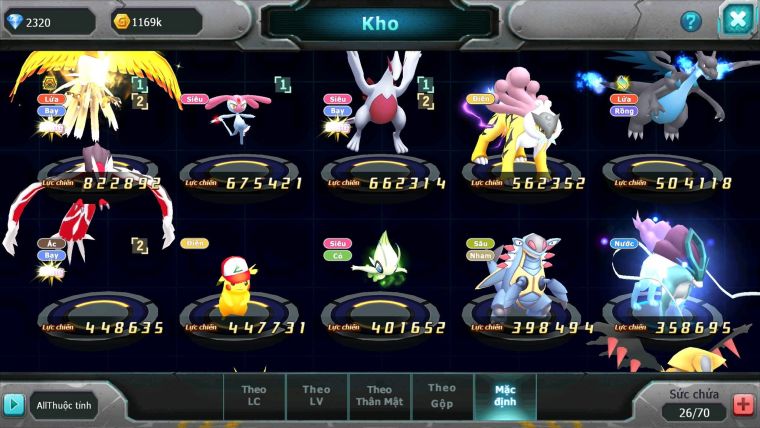 Mã : #TTS6122 - S1477 - V5 - Ho-oh bá chủ mes lugia raikou yvetal pikachu nhiều pet huyền thoại