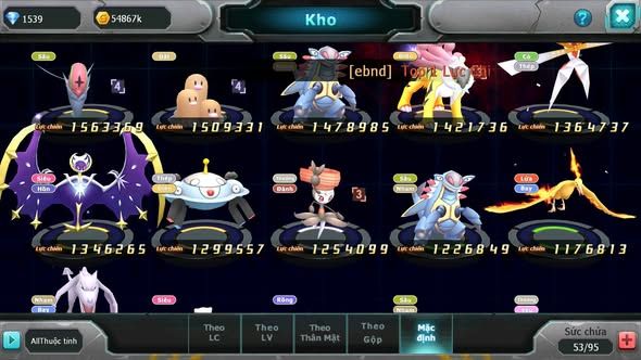 Mã : #TTS6130 - S1728 - Ho-oh dynamax thần gió bc yvetal btaa bc ugia boss độc nhiều pet ht
