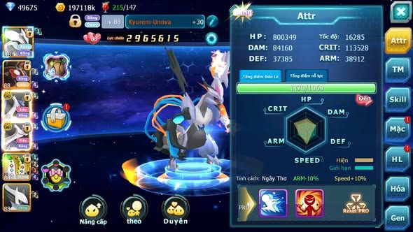 Mã : #TTS6150 - S1840 - V10 - 50K KC Kyurem Unvoa Zygarde flare Cặp lati bá chủ nhiều pet huyền thoại
