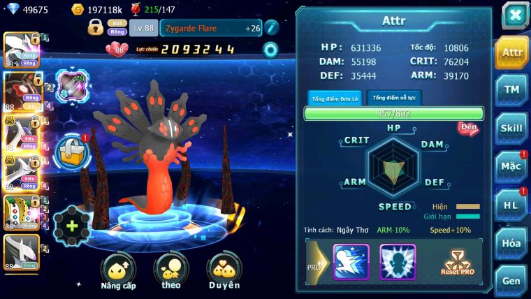 Mã : #TTS6150 - S1840 - V10 - 50K KC Kyurem Unvoa Zygarde flare Cặp lati bá chủ nhiều pet huyền thoại