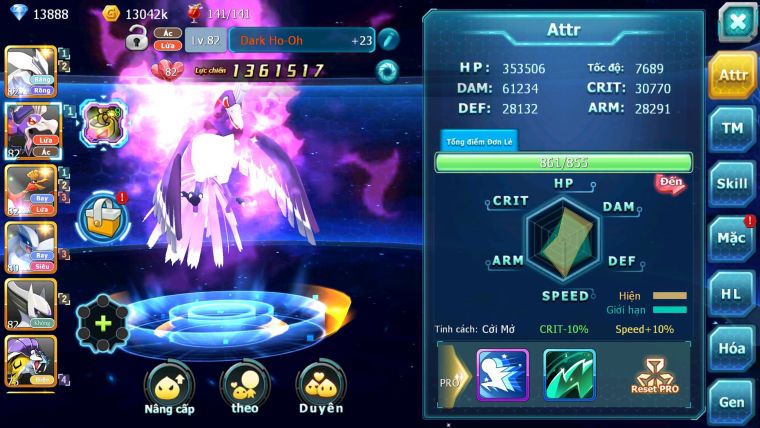 Mã : #TTS6155 - S1839 - V10 - 13K KC - Kyurem Unvoa Drak ho-oh Ho-oh Lugia sáng thế nhiều pet ht