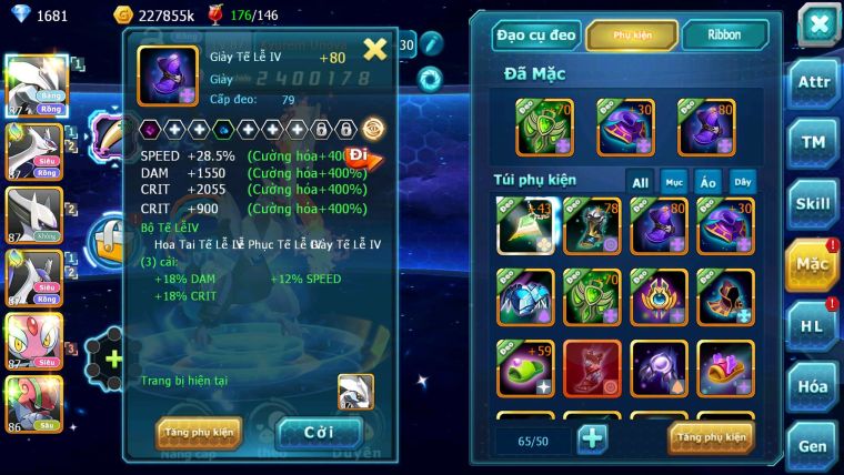 Mã : #TTS6153 - S1823 - V5 - Kyurem Unvoa cặp lati sáng thế nhiều pet ht