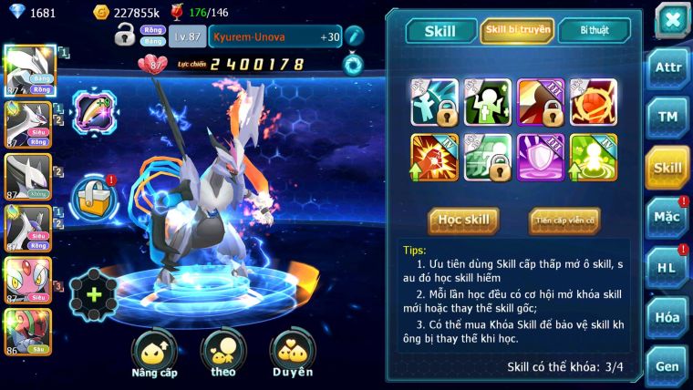 Mã : #TTS6153 - S1823 - V5 - Kyurem Unvoa cặp lati sáng thế nhiều pet ht
