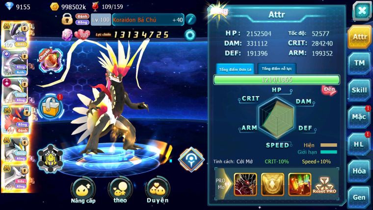 Mã : #TTS6164 - S1735 - V15 - Top4 - Miraidon & Koraidon Bá chủ Palkia cộng hưởng White cộng hưởng dynamax