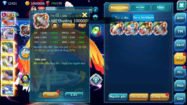 Mã : #TTS6163 - S359 - Top13 - V12 - Ho-oh Cộng Hưởng Dynamax Palkia cộng hưởng Rayquaza bc thần gió bc yvetal bc nhiều pet bá chủ