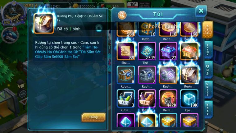 Mã : #TTS6163 - S359 - Top13 - V12 - Ho-oh Cộng Hưởng Dynamax Palkia cộng hưởng Rayquaza bc thần gió bc yvetal bc nhiều pet bá chủ