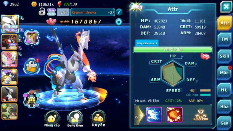 Mã : #TTS6166 - S1864 - V7 - Top12 - Kyurem -Unvoa Zygarde mes raikou arc đánh