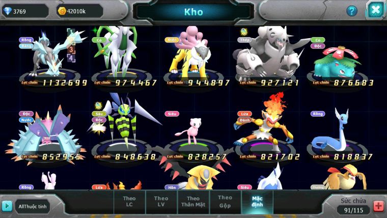 Mã : #TTS6174 - S1837 - V9 - Tapu bulu bá chủ Celebi groudon bc nhiều pet ht