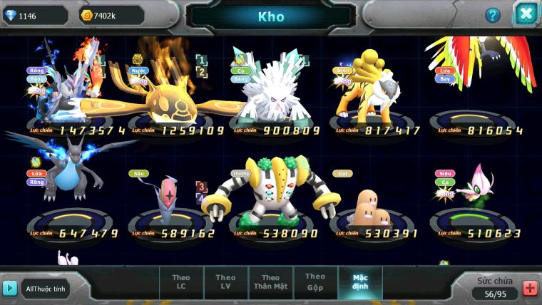 Mã : #TTS6175 - S1863 - Top18 - V10 - Kyurem Unvoa kyogre bá chủ băng né raikou ho-oh nhiều pet ht
